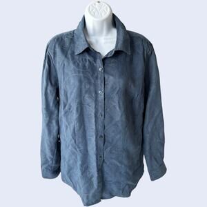Croft & Barrow M Scroll Faux-Suede Shirt Blue Gray